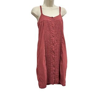 EILEEN FISHER WOMENS LINEN BUTTON DOWN SLEEVELESS MAUVE SUMMER MINI DRESS SIZE 6